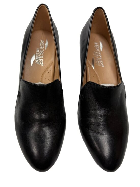 AEROSOLES Shoes - Aerosoles NIB Inner Circle Black Leather Wedge Pumps Heels Slip On Loafer Size 6